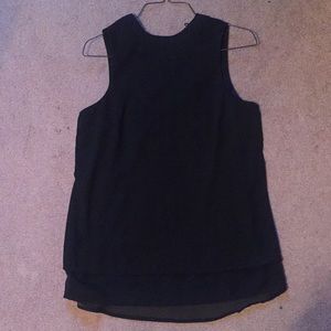 NWT Black Sleeveless Layered High Neck Blouse